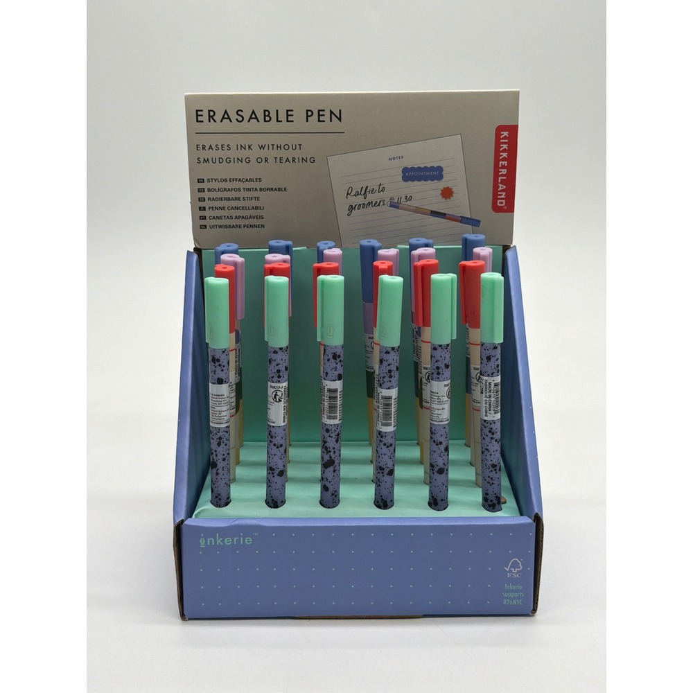 1 pen Kikkerland Inkerie Erasable Pens Blue Ink Speckled